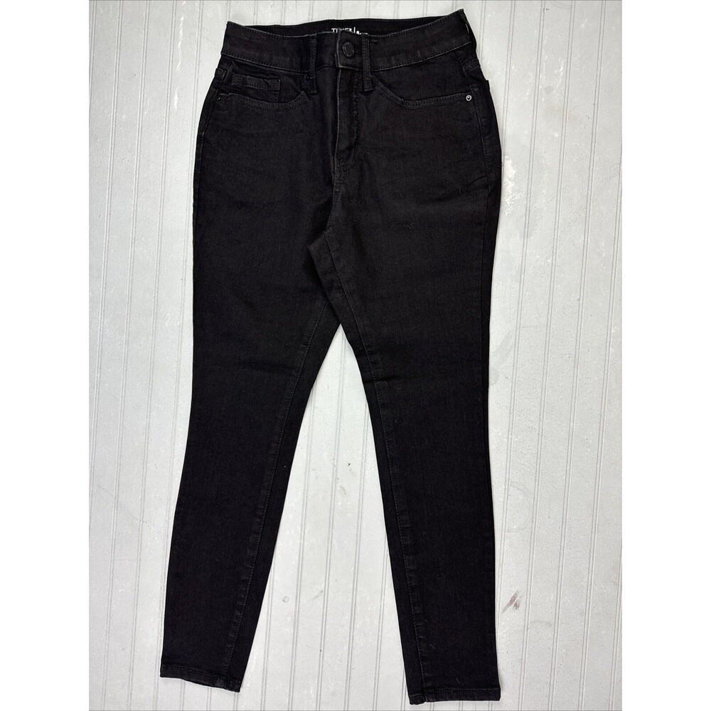 Time & Tru Size 8p Petite Womens Jeans Black Skinny Mid Rise Stretch